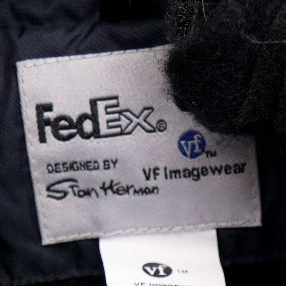 FedEx Stan Herman Hooded Heavy Windbreaker Reflective Jacket Medium Unisex Navy - Picture 14 of 15